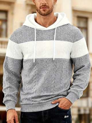 Mens Color-Block Loose-Fit Jacquard Sweatshirt