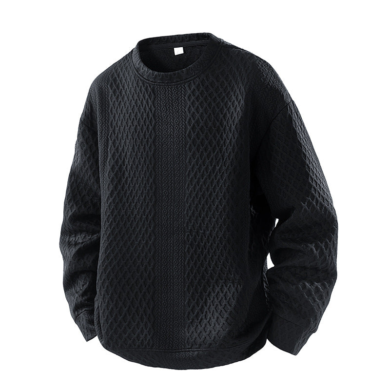 Mens Loose-Fit Casual Crew-Neck Pullover Bottoming Shirt