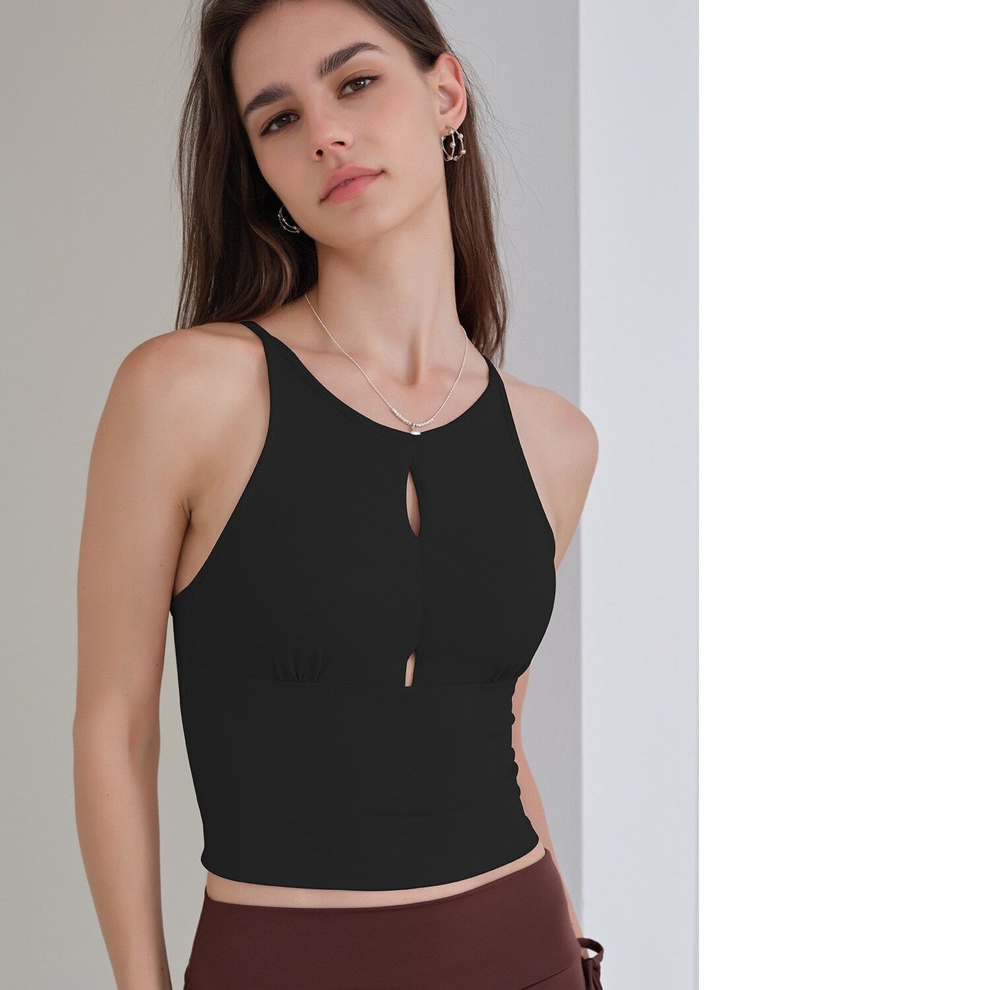 Women's Shock-Absorbing Slim-Fit Sports Bra, Hollow Out, Stretchy Tight, Open-Back Design Camisole Tank Top For Women