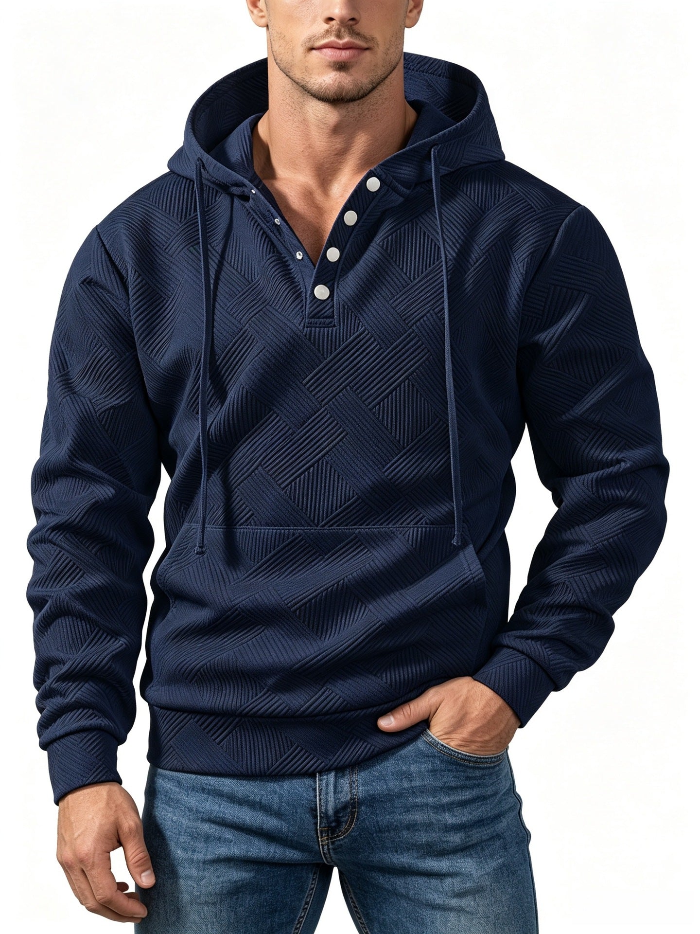 Mens Retro Long-Sleeve Hoodie Top