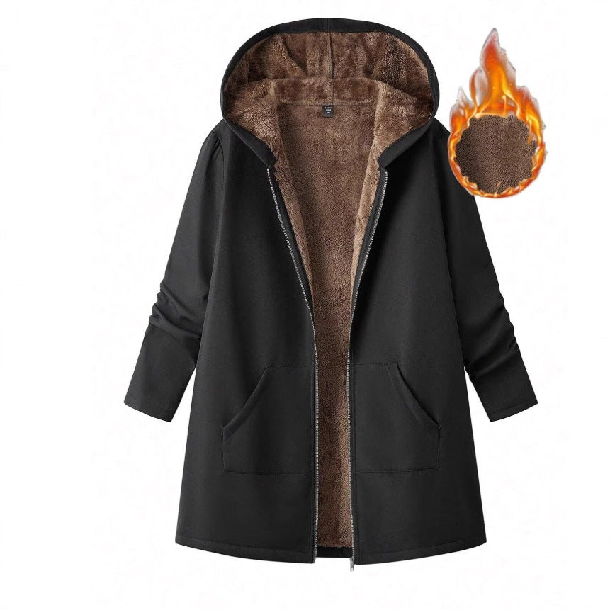 Womens Hooded Fleece-lined Sweatshirt Jacket