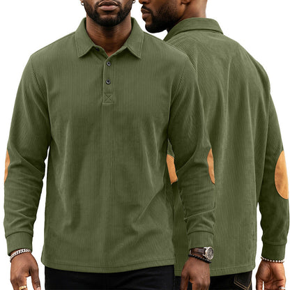 Mens Corduroy Sweatshirt With A Button-front Closure And Lapel