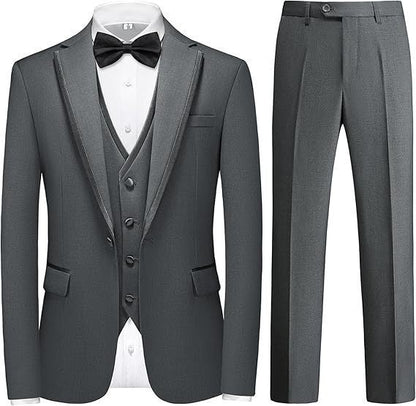 Men's Suit Set Green Fruit Collar Stage Suit Dress Host Performance Bridegroom Best Man Three-piece Suit