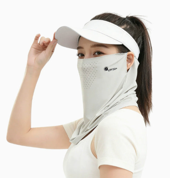 Ice Silk Sun-Protective Face Mask For Women Summer Full-Face UV-Proof Outdoor Golf Cycling Neck-Protecting Mask, Sun-Shading Veil