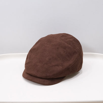 Korean Version Retro Autumn-winter Matte Soft-fur Short Brim British Casual Hat, Versatile And Flattering For Face Shape, Forward-facing Hat