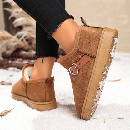 Women's Thickened Ankle Snow Boots, Korean Style New 2026 Versatile Fleece Lined Student Cotton Shoes, Winter Warm Slip-Ons