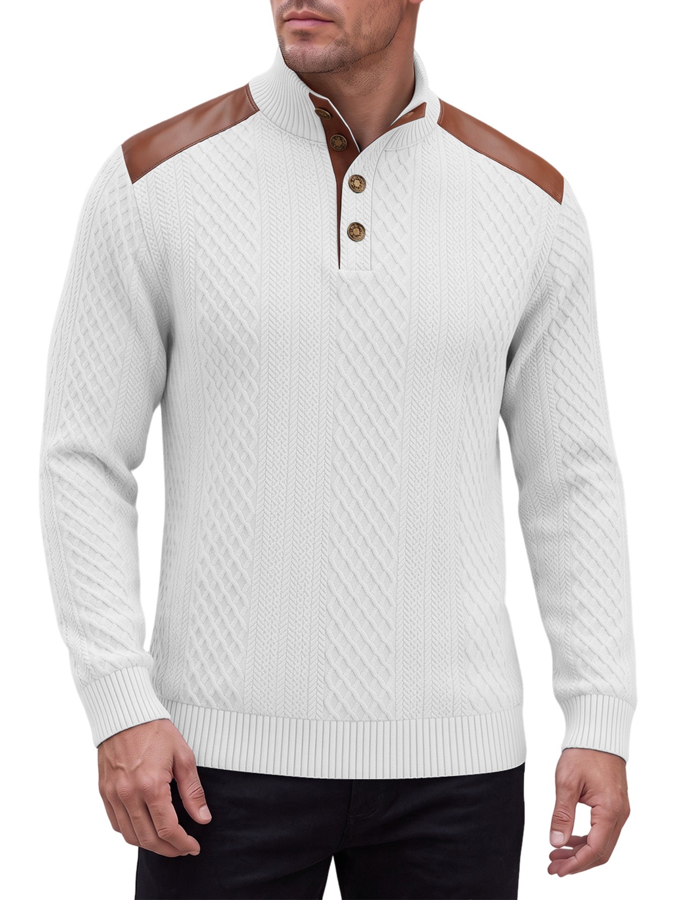 Stand-collar Knit Top With Spliced Shoulders And Sporty Sleeve Long Sleeves