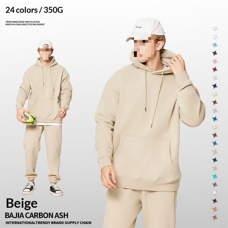 Solid-color Fleece-lined Hoodie For Teens Mens Style