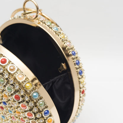 Colorful Beaded And Rhinestone Evening Clutch For Parties