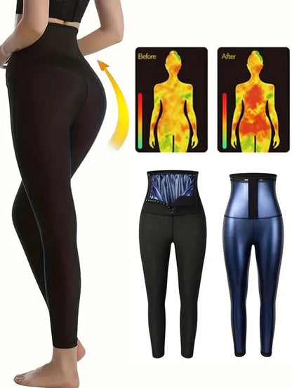 Sauna Sweat Pants For Women High Waist Compression Slimming Leggings Workout Hot Thermo Pant With Adjustable Hook-and-eye Closures