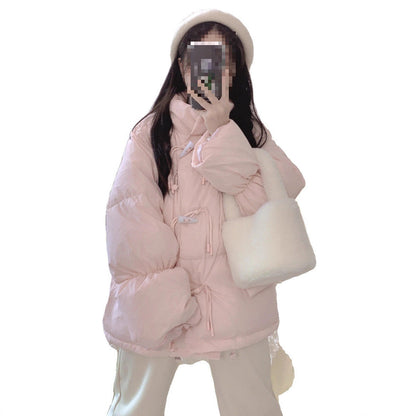 Bullhorn-button Down Cotton-padded Coat Extra-thick Outerwear