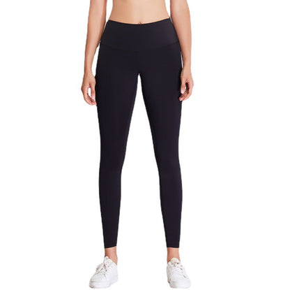 European And American Style Double-Sided Stretch Running Sports Pants High-Waisted Butt-Lifting Peach Butt Solid Color Tight Pocket Yoga Women's Long Pants