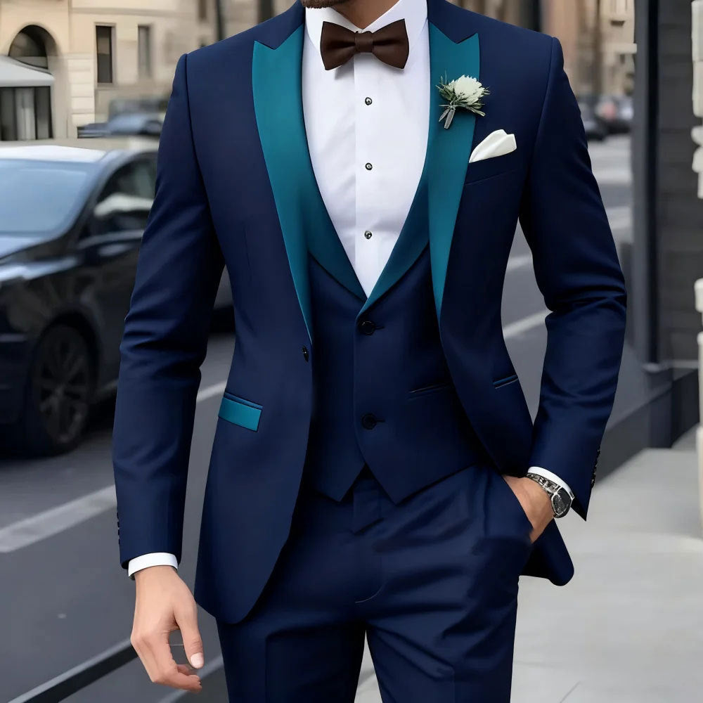 Mens Business Formal Wear Three-Piece Suit