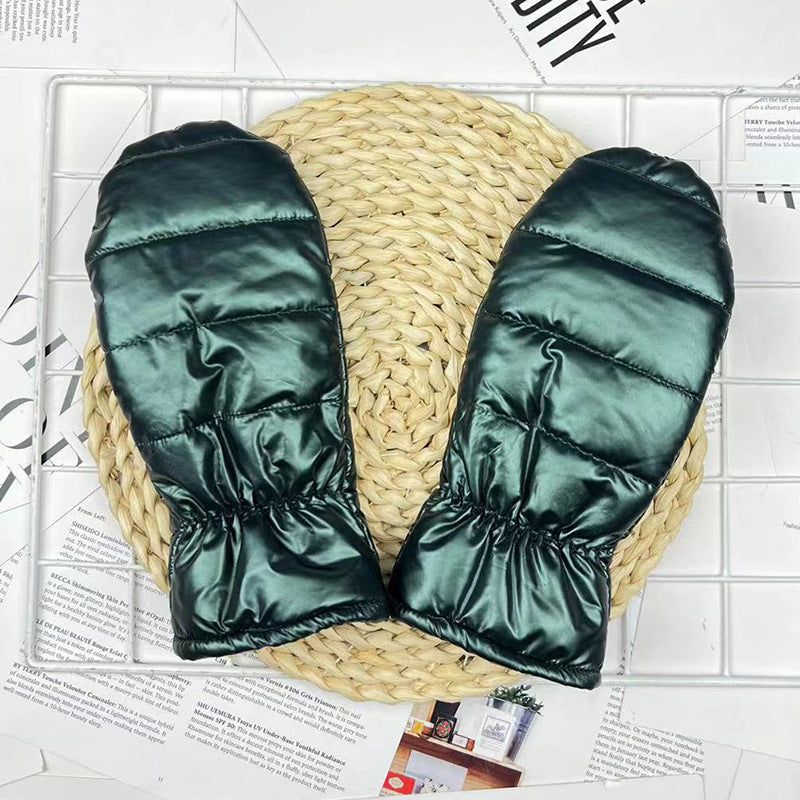 Thickened Womens Down And Cotton Thermal Gloves