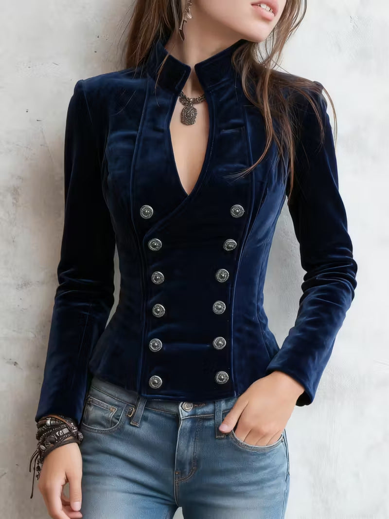 Womens Slim Fit Coat Fashionable Lapel With Double Breasted Design Versatile For Work And Casual Wear