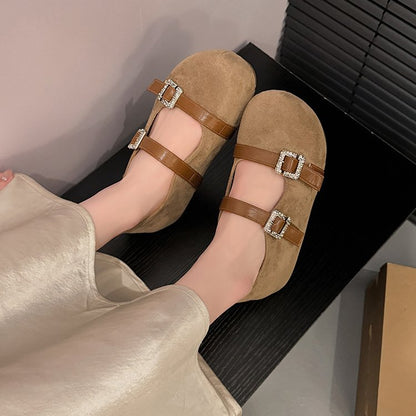 Women's Elegant Versatile Mary Jane Shoes, 2026 Autumn New Korean Shallow Vamp Platform Hidden Heel Double Strap Flats