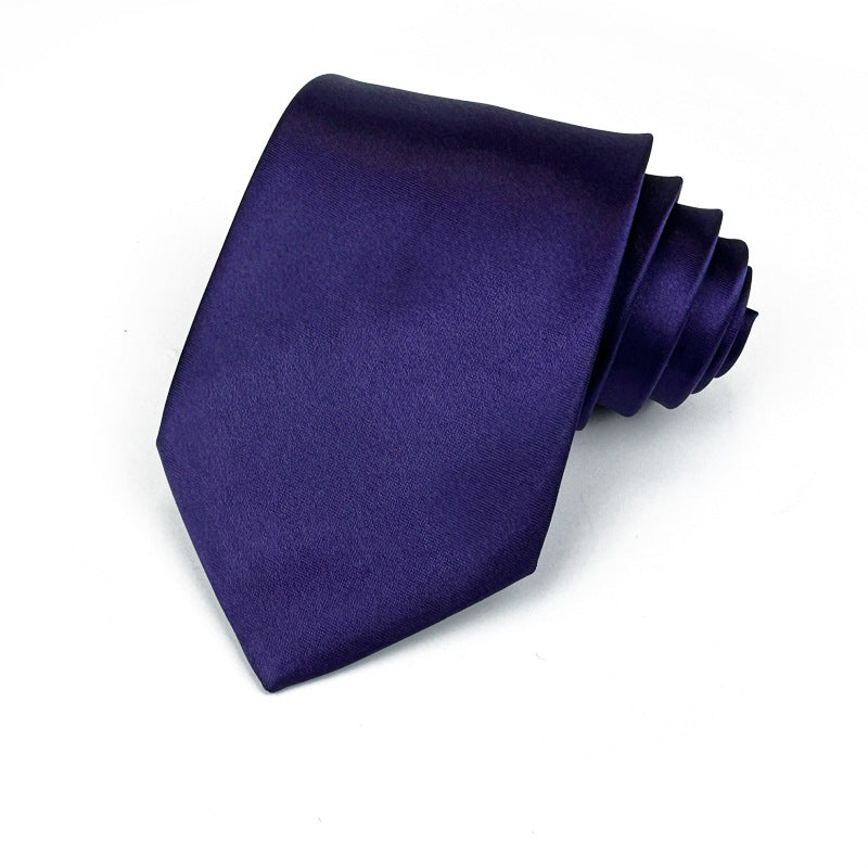 Mens 8cm Hand-Tied Tie Solid Color Tie Plain Color