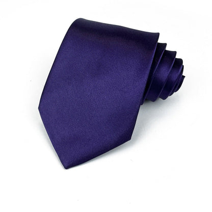 Mens 8cm Hand-Tied Tie Solid Color Tie Plain Color