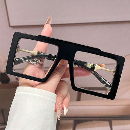 Wide-frame Square Blue-light-blocking Eyeglass Frames For Women