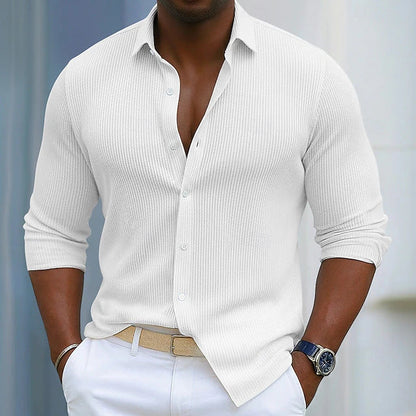 Casual Solid-color Long-sleeve Shirt With A Lapel Collar