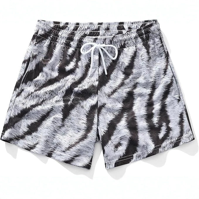 Casual Mens Wide-leg Printed Pinhole Shorts