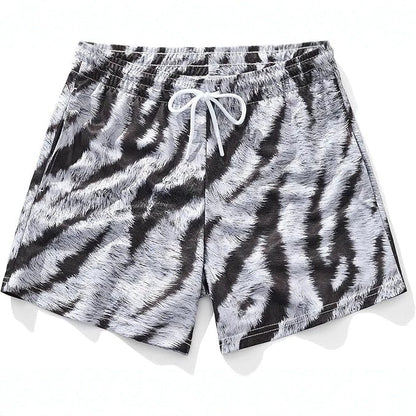 Casual Mens Wide-leg Printed Pinhole Shorts