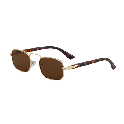 New European And American Fashion Square Frame Sunglasses For Men And Women, Metal Frames, Retro Trendy Narrow Frame Sun Protection Sunglasses, Cross-Border