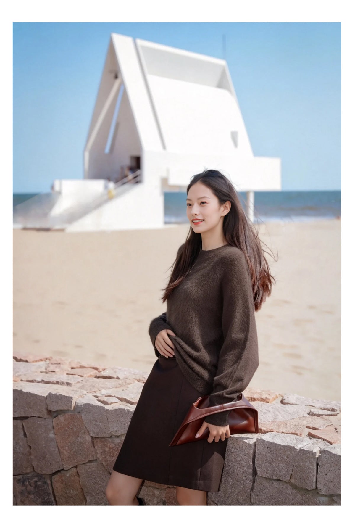 Womens Casual, Loose-fitting, Versatile Solid-color Sweater