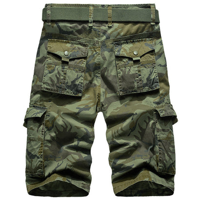 Men Summer Loose Fit Cotton Cargo Shorts Thin Fabric Multi Pocket Camo Bermuda & Capri Casual Pants
