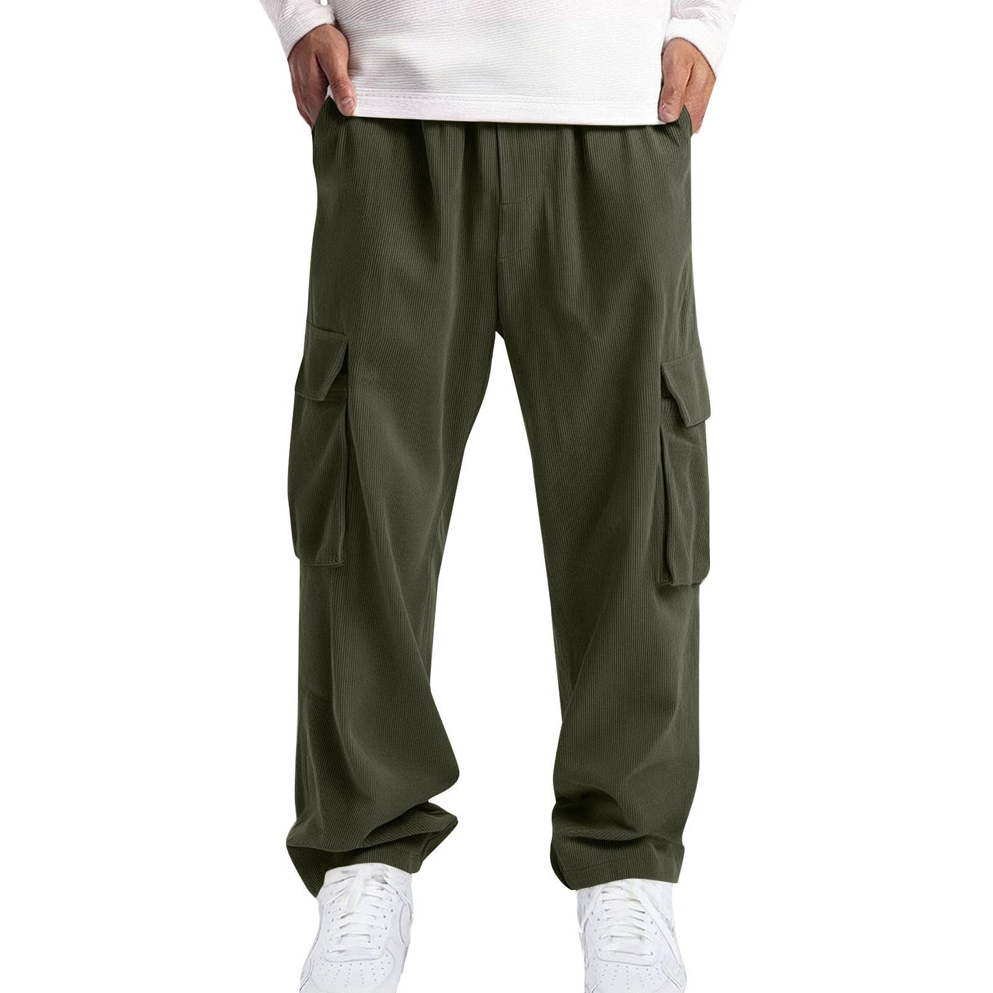 Mens Casual Sporty Corduroy Jogger Work Pants