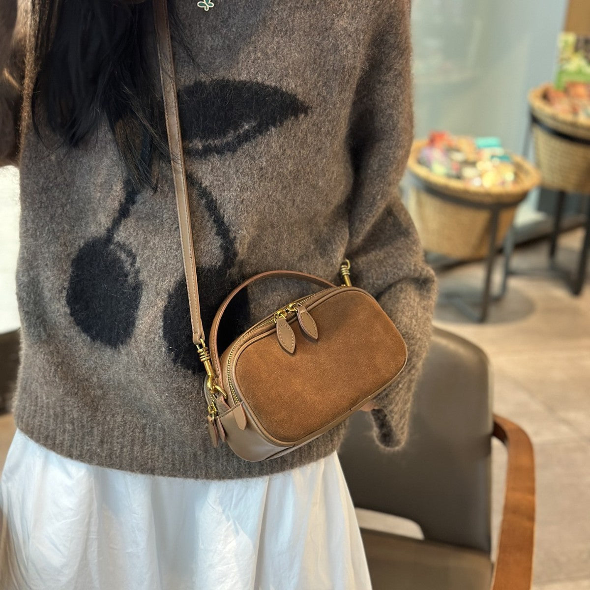 Customizable Matte Cowhide Camera Bag And Bowling Bag, Popular In Europe And America, Premium Leather Boston Bag