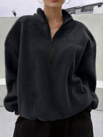 2025 Winter New European And American Cross-Border Amazon Long-Sleeved Casual Simple Pure Color Sweatshirt