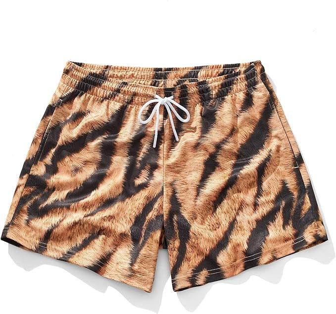 Casual Mens Wide-leg Printed Pinhole Shorts