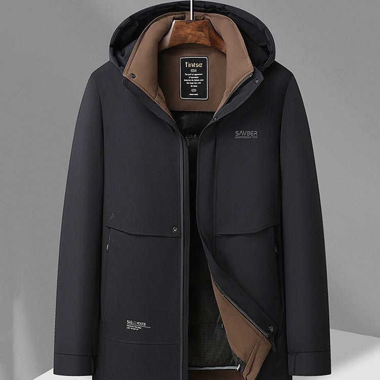 Mens Detachable Liner Hooded Down Jacket