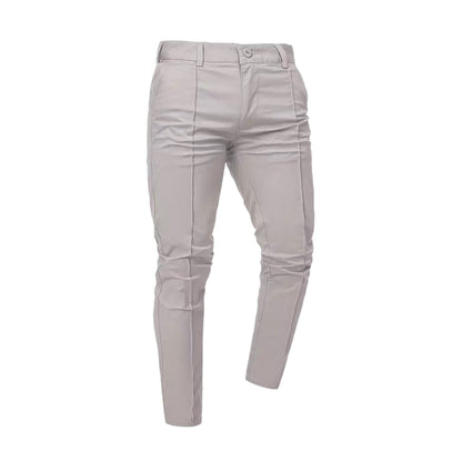 Mens Slim-fit Casual Pants Solid Color