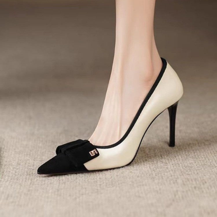 New French Style Bow High Heels, Elegant Women Stiletto Pointed Toe Pumps, Fast Shipping Within Days