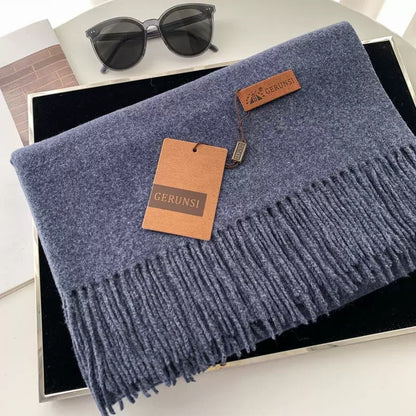 Womens Thickened Fashionable Solid-Color Tassel Scarf
