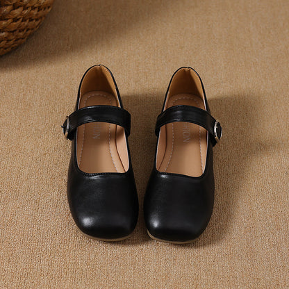 Women's Square Toe Vintage Low Cut Mary Jane Flats, 2026 Spring Autumn New Arrival, Elegant Commuter Fashion Buckle Strap Dress Shoes