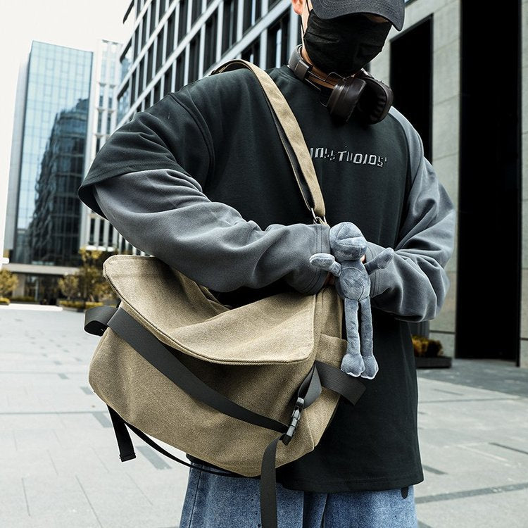 Large-Capacity Minimalist Canvas Crossbody Bag For Men