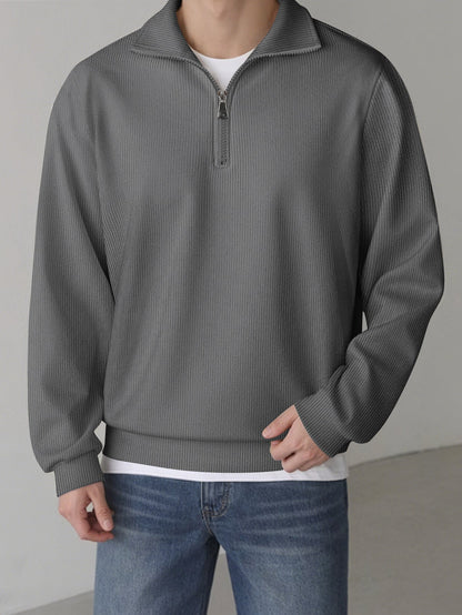 Mens Loose-fit Zip-up Long-sleeve Jacket