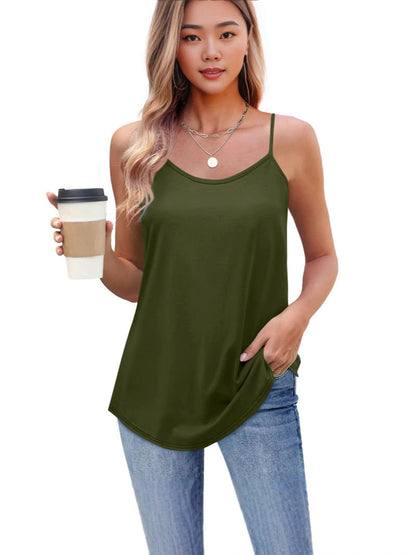 2025 Cross-border Europe And America Amazon New Summer Women's Milk Silk V-neck Adjustable Thin Shoulder Strap Vest Women