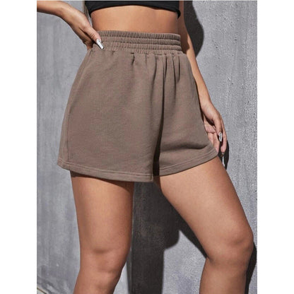 Women's Five-pocket Pants - Simple Solid Color Elastic Waist Wide-leg Solid Color Sports Shorts, With A Drawstring Design, Shaping The Figure And Making It Look Slimmer.