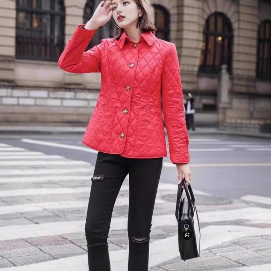 Women's Slim-Fit Diamond-Quilted Cotton Padded Jacket
