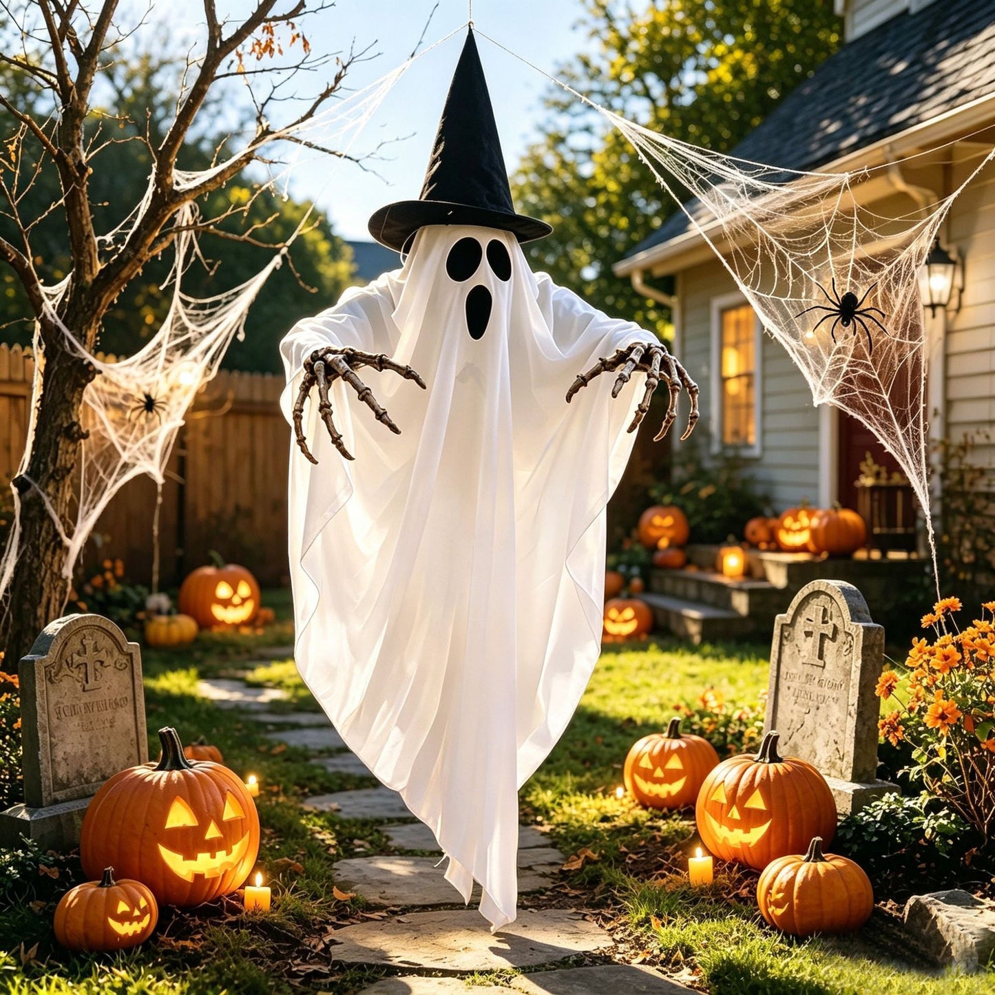 Halloween Ghost Skull Glowing Wizard Hat Halloween Decorations