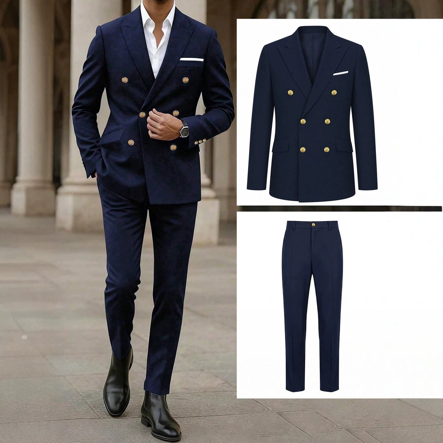 Mens Flat-lapel Suit Set