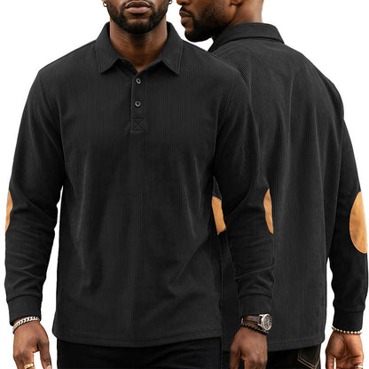 Mens Corduroy Sweatshirt With A Button-front Closure And Lapel