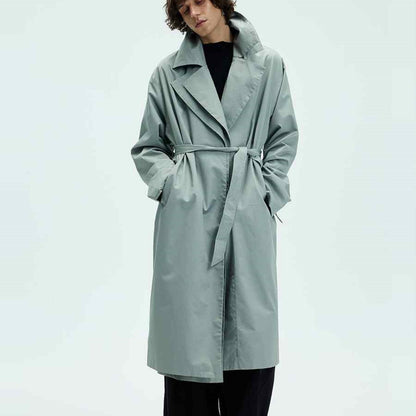 Mens Solid-color Loose-fitting Mid-length Coat