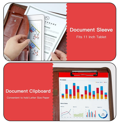 Zipper Leather Envelope Storage Bag