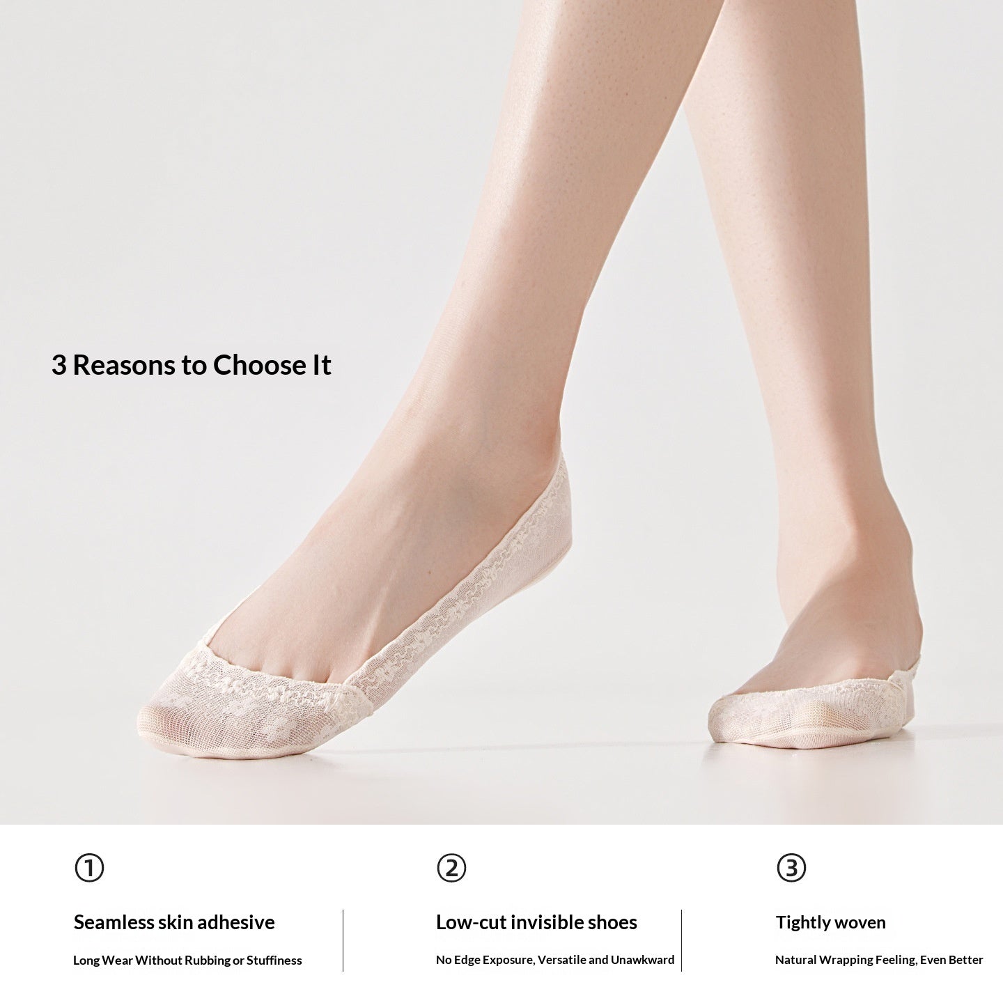 Womens Lace Invisible Socks Thin Breathable With Lace Trim To Prevent Slipping