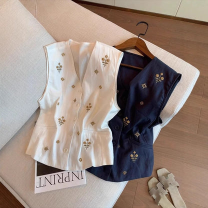 Elegant Relaxed-fit Versatile V-neck Waistcoat Vest